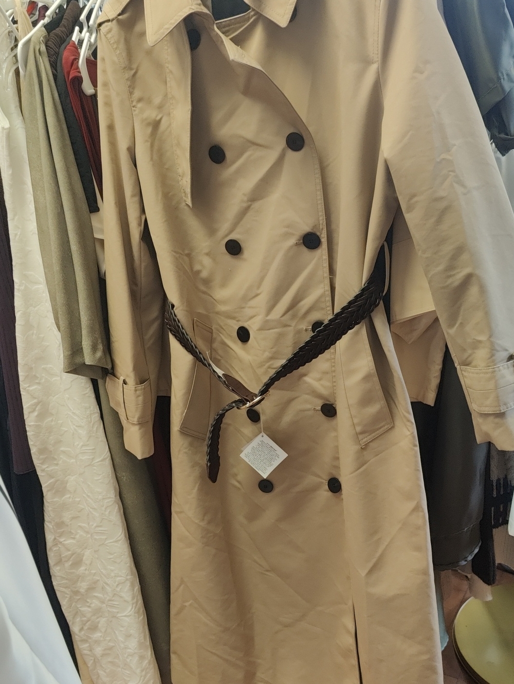 Classic Beige Trench Coat with Braided Belt